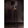 Dřevěná stojací lampa trojnožka TRIPOD FLOKI - černé stínidlo